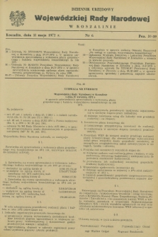 Dziennik Urzędowy Wojewódzkiej Rady Narodowej w Koszalinie. 1972, nr 6 (31 maja)