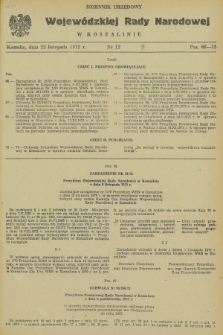 Dziennik Urzędowy Wojewódzkiej Rady Narodowej w Koszalinie. 1972, nr 12 (23 listopada)