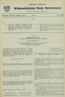 Dziennik Urzędowy Wojewódzkiej Rady Narodowej w Koszalinie. 1972, nr 14 (28 grudnia)