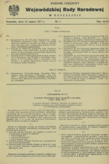 Dziennik Urzędowy Wojewódzkiej Rady Narodowej w Koszalinie. 1973, nr 3 (15 marca)