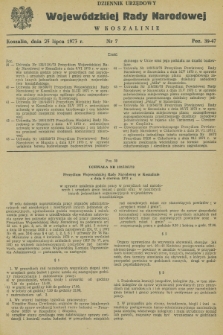 Dziennik Urzędowy Wojewódzkiej Rady Narodowej w Koszalinie. 1973, nr 7 (25 lipca)