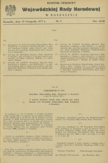 Dziennik Urzędowy Wojewódzkiej Rady Narodowej w Koszalinie. 1973, nr 9 (15 listopada)