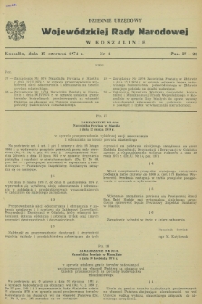 Dziennik Urzędowy Wojewódzkiej Rady Narodowej w Koszalinie. 1974, nr 4 (15 czerwca)