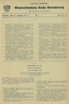 Dziennik Urzędowy Wojewódzkiej Rady Narodowej w Koszalinie. 1974, nr 7 (31 sierpnia)