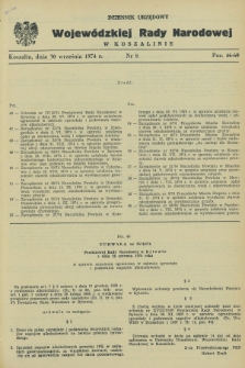 Dziennik Urzędowy Wojewódzkiej Rady Narodowej w Koszalinie. 1974, nr 8 (30 września)
