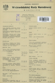 Dziennik Urzędowy Wojewódzkiej Rady Narodowej w Koszalinie. 1977, Skorowidz alfabetyczny
