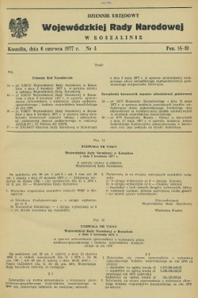 Dziennik Urzędowy Wojewódzkiej Rady Narodowej w Koszalinie. 1977, nr 4 (6 czerwca)