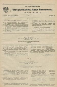Dziennik Urzędowy Wojewódzkiej Rady Narodowej w Koszalinie. 1982, nr 4 (31 maja)