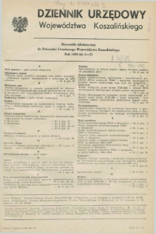 Dziennik Urzędowy Wojewódzkiej Rady Narodowej w Koszalinie. 1984, Skorowidz alfabetyczny