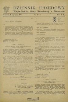 Dziennik Urzędowy Wojewódzkiej Rady Narodowej w Szczecinie. 1951, nr 1 (8 stycznia)