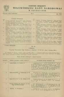 Dziennik Urzędowy Wojewódzkiej Rady Narodowej w Szczecinie. 1952, nr 9 (6 września)