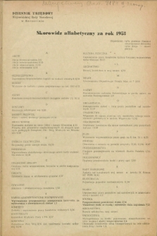Dziennik Urzędowy Wojewódzkiej Rady Narodowej w Szczecinie. 1953, Skorowidz alfabetyczny za rok 1953
