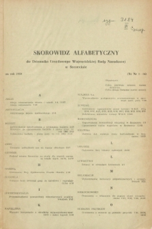 Dziennik Urzędowy Wojewódzkiej Rady Narodowej w Szczecinie. 1959, Skorowidz alfabetyczny za rok 1959