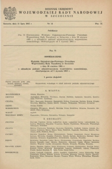 Dziennik Urzędowy Wojewódzkiej Rady Narodowej w Szczecinie. 1965, nr 14 (11 lipca)