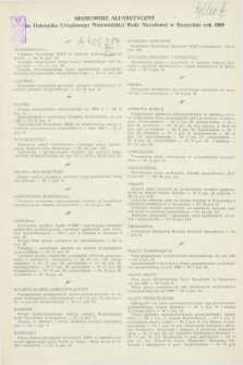 Dziennik Urzędowy Wojewódzkiej Rady Narodowej w Szczecinie. 1969, Skorowidz alfabetyczny za rok 1969