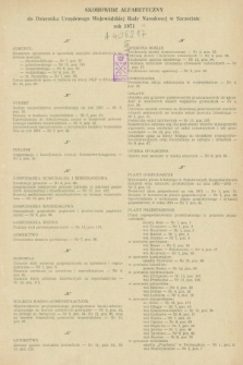 Dziennik Urzędowy Wojewódzkiej Rady Narodowej w Szczecinie. 1971, Skorowidz alfabetyczny za rok 1971