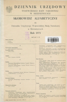 Dziennik Urzędowy Wojewódzkiej Rady Narodowej w Skierniewicach. 1975, Skorowidz Alfabetyczny