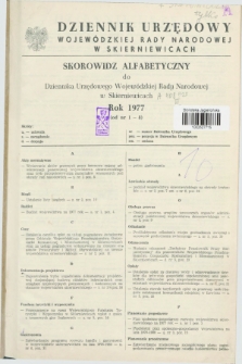 Dziennik Urzędowy Wojewódzkiej Rady Narodowej w Skierniewicach. 1977, Skorowidz Alfabetyczny