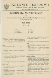 Dziennik Urzędowy Wojewódzkiej Rady Narodowej w Skierniewicach. 1981, Skorowidz Alfabetyczny