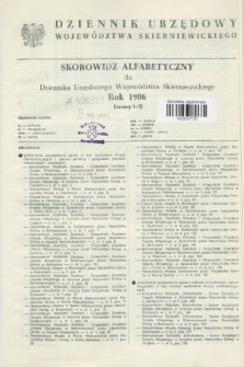 Dziennik Urzędowy Województwa Skierniewickiego. 1986, Skorowidz Alfabetyczny