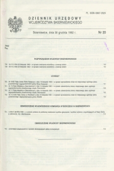 Dziennik Urzędowy Województwa Skierniewickiego. 1992, nr 20 (30 grudnia)