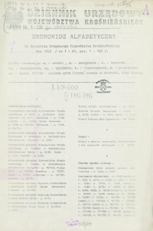 Dziennik Urzędowy Województwa Krośnieńskiego. 1993, Skorowidz Alfabetyczny