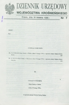 Dziennik Urzędowy Województwa Krośnieńskiego. 1996, nr 7 (18 kwietnia)