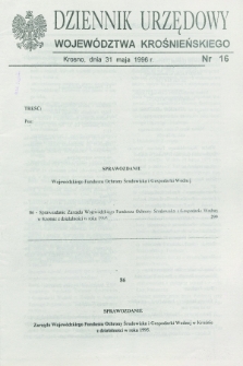 Dziennik Urzędowy Województwa Krośnieńskiego. 1996, nr 16 (31 maja)