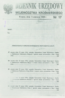 Dziennik Urzędowy Województwa Krośnieńskiego. 1996, nr 17 (3 czerwca)