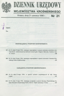 Dziennik Urzędowy Województwa Krośnieńskiego. 1996, nr 21 (21 czerwca)