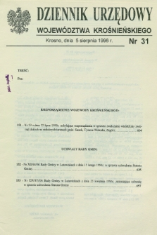 Dziennik Urzędowy Województwa Krośnieńskiego. 1996, nr 31 (5 sierpnia)