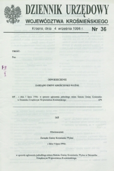 Dziennik Urzędowy Województwa Krośnieńskiego. 1996, nr 36 (4 września)