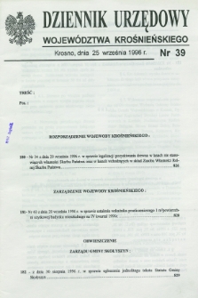 Dziennik Urzędowy Województwa Krośnieńskiego. 1996, nr 39 (25 września)