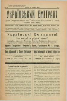 Ukraïns'kij Emigrant : organ Tovaristva Opìki nad Ukraïns'kimi Emìgrantami u L'vovi. R.2, č. 9 (12 travnâ 1928)