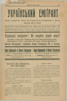 Ukraïns'kij Emigrant : organ Tovaristva Opìki nad Ukraïns'kimi Emìgrantami u L'vovi. R.3, č. 2 (30 sìčnâ 1929)