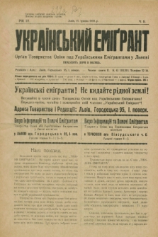 Ukraïns'kij Emigrant : organ Tovaristva Opìki nad Ukraïns'kimi Emìgrantami u L'vovi. R.4, č. 9 (15 travnâ 1930)