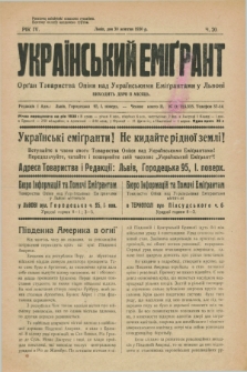 Ukraïns'kij Emigrant : organ Tovaristva Opìki nad Ukraïns'kimi Emìgrantami u L'vovi. R.4, č. 20 (30 žovtnâ 1930)