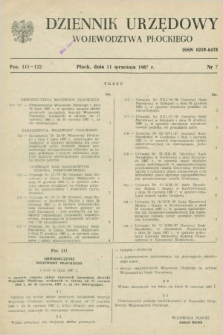 Dziennik Urzędowy Województwa Płockiego. 1987, nr 7 (11 września)
