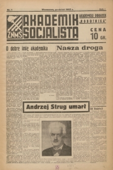 Akademik Socjalista : akademicki dodatek „Robotnika”. R.1 (1937), nr 1