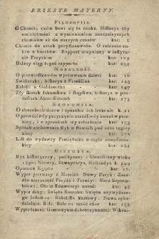 Nowy Pamiętnik Warszawski : dziennik historyczny, polityczny, tudzież nauk i umieiętności. 1801, T.1-4, Reiestr materyy