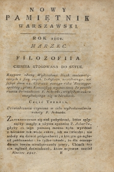 Nowy Pamiętnik Warszawski : dziennik historyczny, polityczny, tudzież nauk i umieiętności. 1801, Marzec