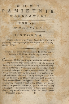 Nowy Pamiętnik Warszawski : dziennik historyczny, polityczny, tudzież nauk i umieiętności. 1801, Wrzesień