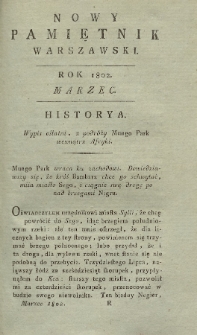 Nowy Pamiętnik Warszawski : dziennik historyczny, polityczny, tudzież nauk i umieiętności. 1802, Marzec