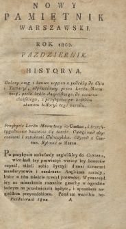 Nowy Pamiętnik Warszawski : dziennik historyczny, polityczny, tudzież nauk i umieiętności. 1802, Październik