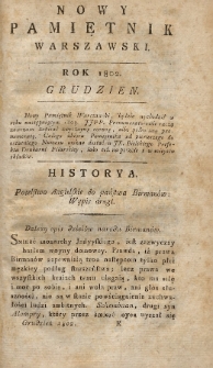 Nowy Pamiętnik Warszawski : dziennik historyczny, polityczny, tudzież nauk i umieiętności. 1802, Grudzień
