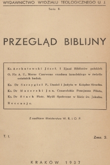 Przegląd Biblijny. 1937, T.1
