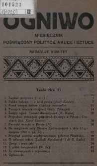 Ogniwo : miesięcznik poświęcony polityce, nauce i sztuce. 1920, nr 1
