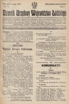 Dziennik Urzędowy Województwa Łódzkiego. 1927, nr 7-8