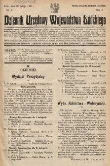 Dziennik Urzędowy Województwa Łódzkiego. 1927, nr 9