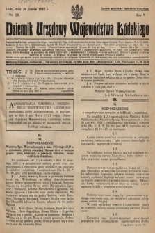 Dziennik Urzędowy Województwa Łódzkiego. 1927, nr 13